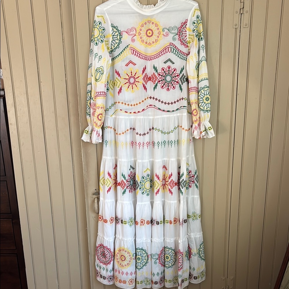 Embroidered White Maxi Dress